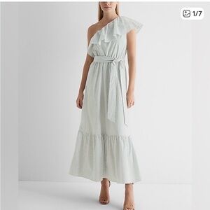Express One Shoulder Light Gray Dress